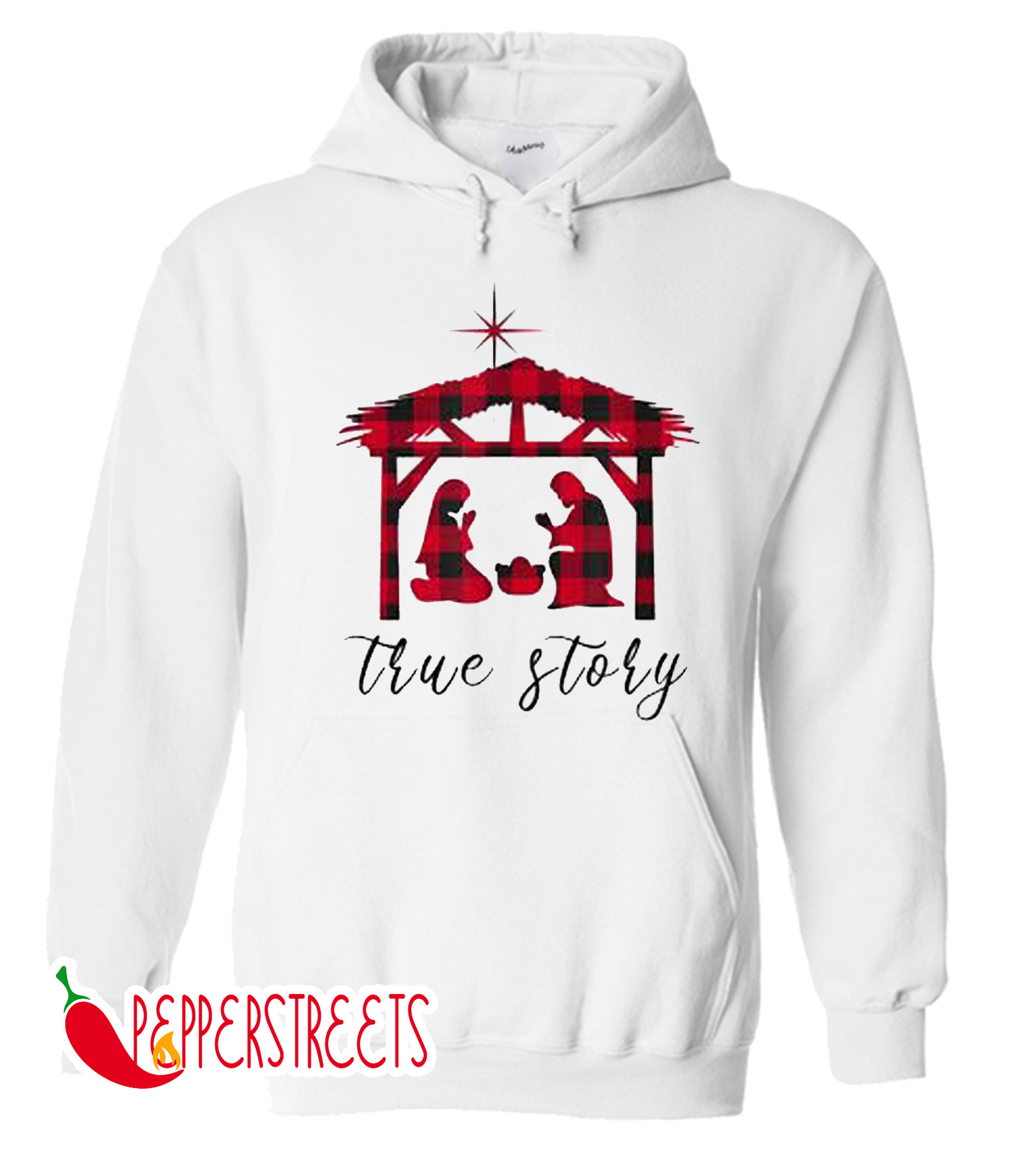 Nativity True Story Jesus Birth Buffalo Plaid Hoodie