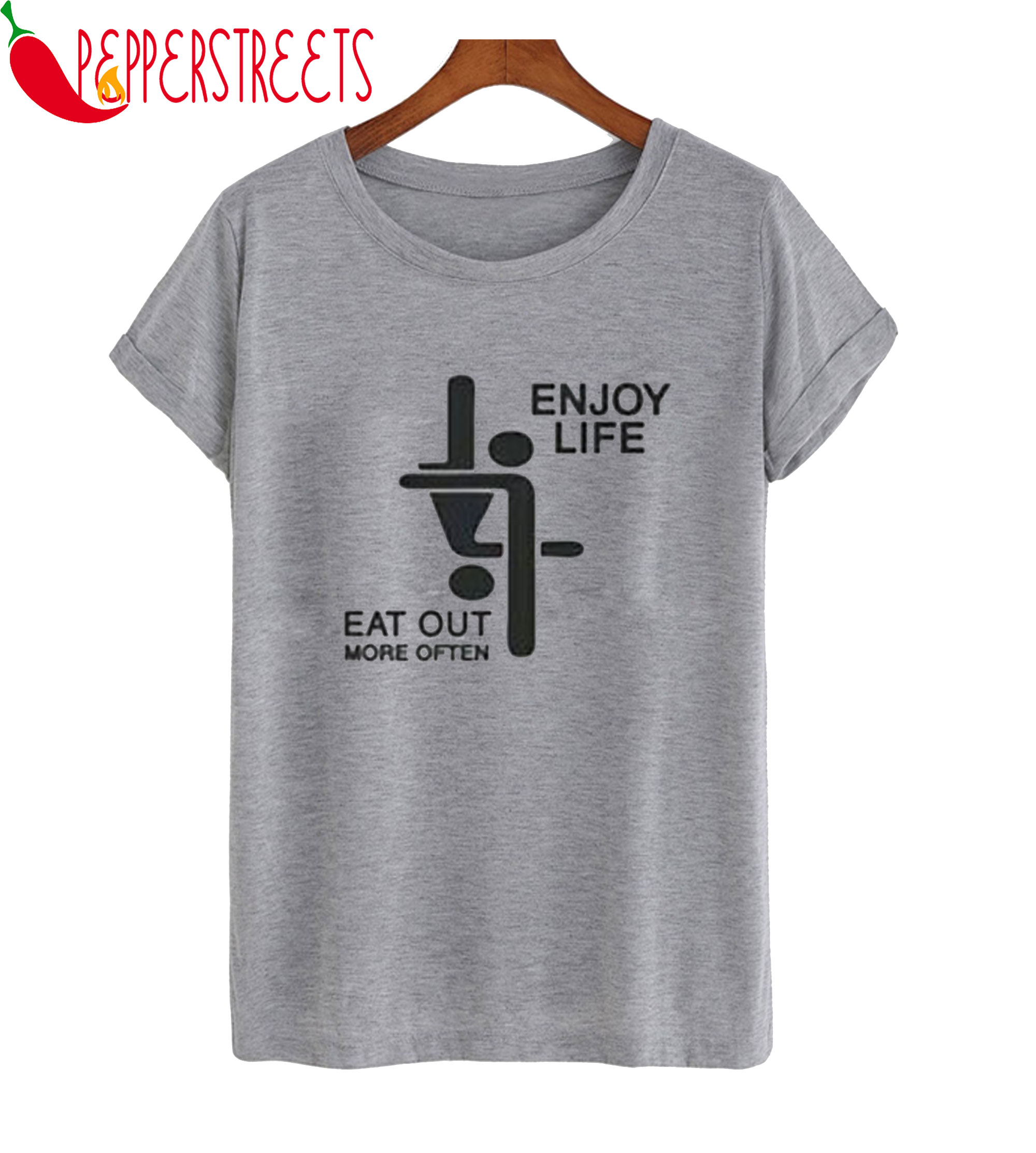 Enjoy Life Eat Out More Often T Shirt Pictured Two People