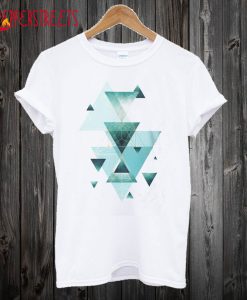 Geometric Triangle Compilation In Teal T-Shirt