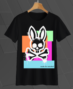 _Psycho Bunny Chelburn graphic t shirt for men and women (BLACK) TPKJ1